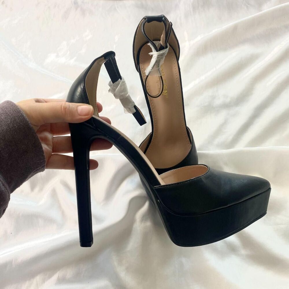 NWT Kaylee Chunky Vampy Gothic Platform Round Lolita Mary Jane Heels US 8 Black - Picture 3 of 5